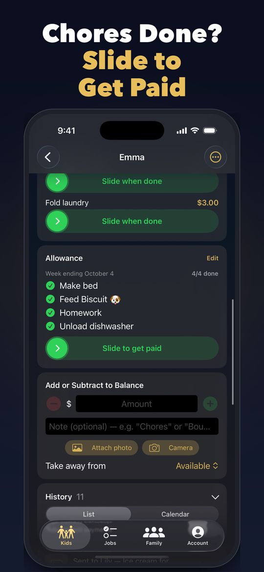 Chores done? Slide to get paid