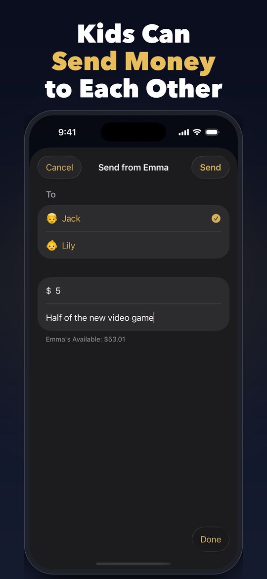 Kids can send money to each other